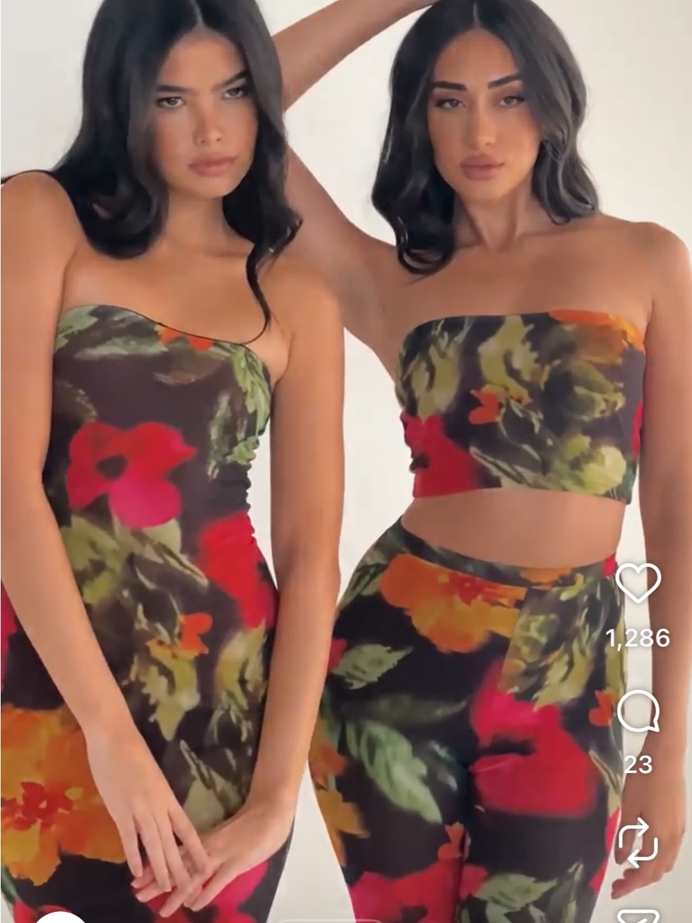 SLA the label Floral Tube Top & High-Waist Flare Pants Set